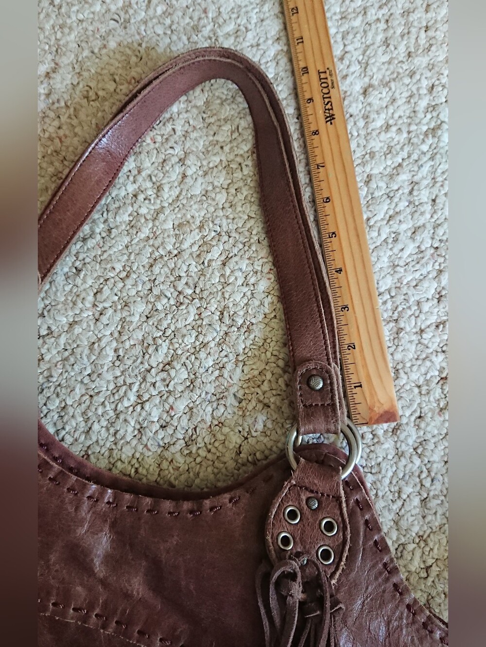 The Sak Indio large brown leather hobo shoulder bag with fringe tassels - Picture 13 of 14
